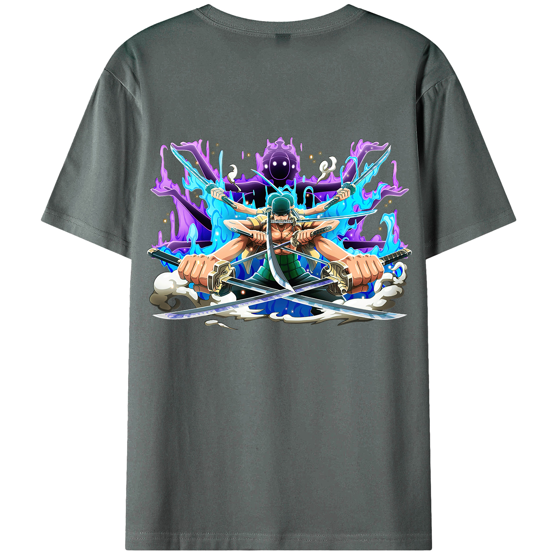 ワンピース ロロノア・ゾロ ONE PIECE Roronoa Zoro 綿100％ メンズ半袖Tシャツ（バックプリント） 通気性